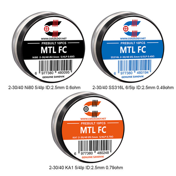 10 résistances Coilology MTL FC pré-montées – 10 résistances Coilology MTL FC pré-montées
