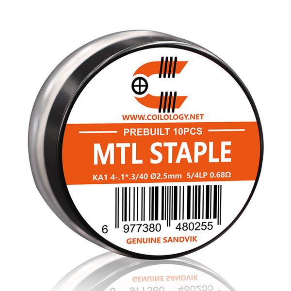 10 قطع من ملفات التسخين الجاهزة للاستخدام من نوع MTL من Coilology – 4-.1*.3/40 KA1 5/4lp ID:2.5mm 0.68ohm - عبوة واحدة

