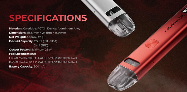 Kit système de pods Uwell Caliburn G3 900 mAh 2,5 ml / 2 ml – Kit système de pods Uwell Caliburn G3 900 mAh 2,5 ml / 2 ml
