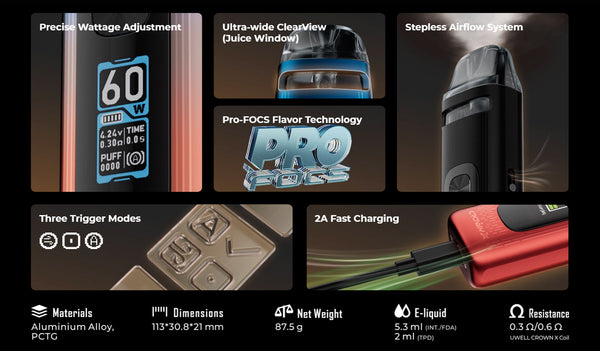 مجموعة نظام Uwell Crown X Pod سعة 1500 مللي أمبير/ساعة وسعة 5.3 مل – مجموعة نظام Uwell Crown X Pod سعة 1500 مللي أمبير/ساعة وسعة 5.3 مل
