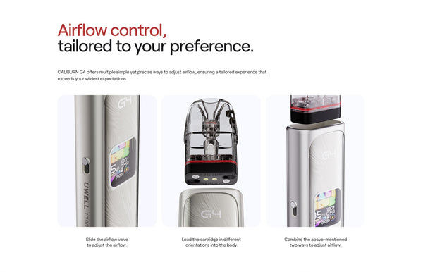 طقم نظام Uwell Caliburn G4 Pod بسعة 1300 مللي أمبير وسعة 3 مل (بحد أقصى 35 واط) – طقم نظام Uwell Caliburn G4 Pod بسعة 1300 مللي أمبير وسعة 3 مل (بحد أقصى 35 واط)
