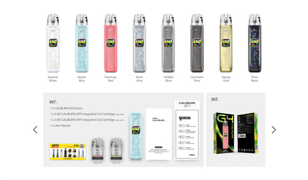 طقم نظام Uwell Caliburn G4 Pod بسعة 1300 مللي أمبير وسعة 3 مل (بحد أقصى 35 واط) – طقم نظام Uwell Caliburn G4 Pod بسعة 1300 مللي أمبير وسعة 3 مل (بحد أقصى 35 واط)
