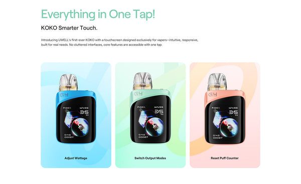 طقم نظام Uwell Caliburn G4 Pro Koko Pod بسعة 2000 مللي أمبير وسعة 3 مل (35 واط) – طقم نظام Uwell Caliburn G4 Pro Koko Pod بسعة 2000 مللي أمبير وسعة 3 مل (35 واط)
