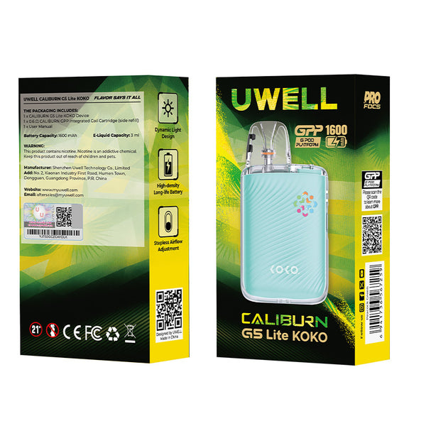 Kit système de pods Uwell Caliburn G5 Lite KOKO 1600 mAh 3 ml – Kit système de pods Uwell Caliburn G5 Lite KOKO 1600 mAh 3 ml
