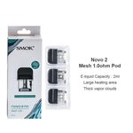 Cartouche SMOK Novo 2 Pod 2ml (3 pièces/paquet) – Novo 2X Meshed 0.9ohm MTL - 1 Paquet
