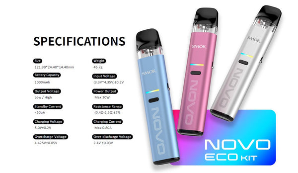Kit SMOK Novo Eco Pod System 1000mAh 2ml (Max 30W) – Kit SMOK Novo Eco Pod System 1000mAh 2ml (Max 30W)
