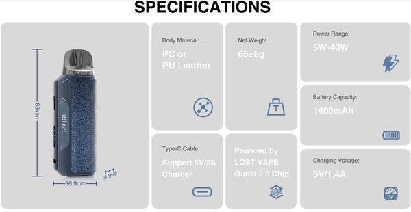 جهاز Lost Vape Thelema Elite S Pod Kit بسعة 1400 مللي أمبير وسعة 3 مل (بحد أقصى 40 واط) – جهاز Lost Vape Thelema Elite S Pod Kit بسعة 1400 مللي أمبير وسعة 3 مل (بحد أقصى 40 واط)
