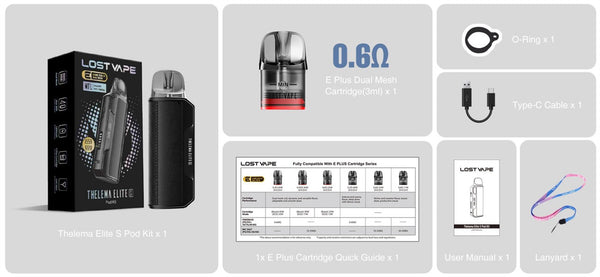 جهاز Lost Vape Thelema Elite S Pod Kit بسعة 1400 مللي أمبير وسعة 3 مل (بحد أقصى 40 واط) – جهاز Lost Vape Thelema Elite S Pod Kit بسعة 1400 مللي أمبير وسعة 3 مل (بحد أقصى 40 واط)
