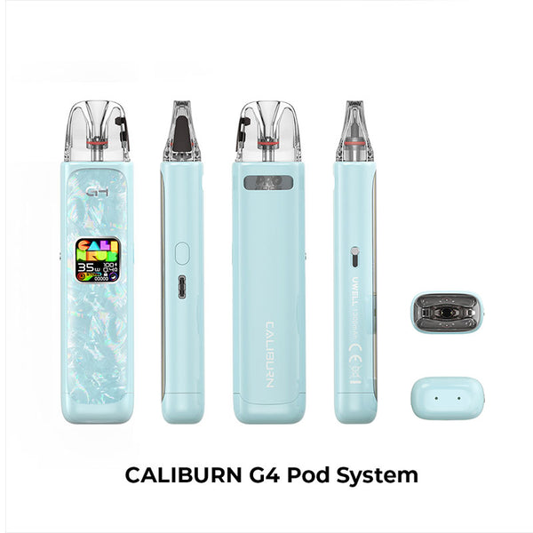 طقم نظام Uwell Caliburn G4 Pod بسعة 1300 مللي أمبير وسعة 3 مل (بحد أقصى 35 واط) – طقم نظام Uwell Caliburn G4 Pod بسعة 1300 مللي أمبير وسعة 3 مل (بحد أقصى 35 واط)
