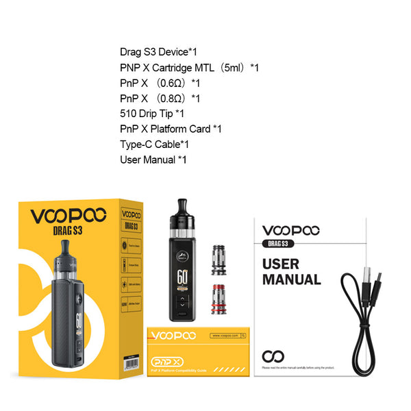طقم صندوق Voopoo Drag S3 60W Mod مع خرطوشة PnP X MTL Pod 3000mAh 5ml – طقم صندوق Voopoo Drag S3 60W Mod مع خرطوشة PnP X MTL Pod 3000mAh 5ml
