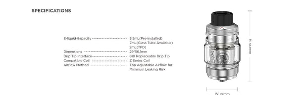 Réservoir Geekvape Z Sub Ohm 5 Réservoir 5,5 ml (29 mm) – Réservoir Geekvape Z Sub Ohm 5 Réservoir 5,5 ml (29 mm)
