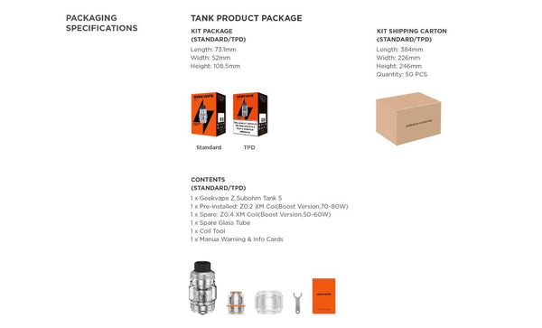 Réservoir Geekvape Z Sub Ohm 5 Réservoir 5,5 ml (29 mm) – Réservoir Geekvape Z Sub Ohm 5 Réservoir 5,5 ml (29 mm)
